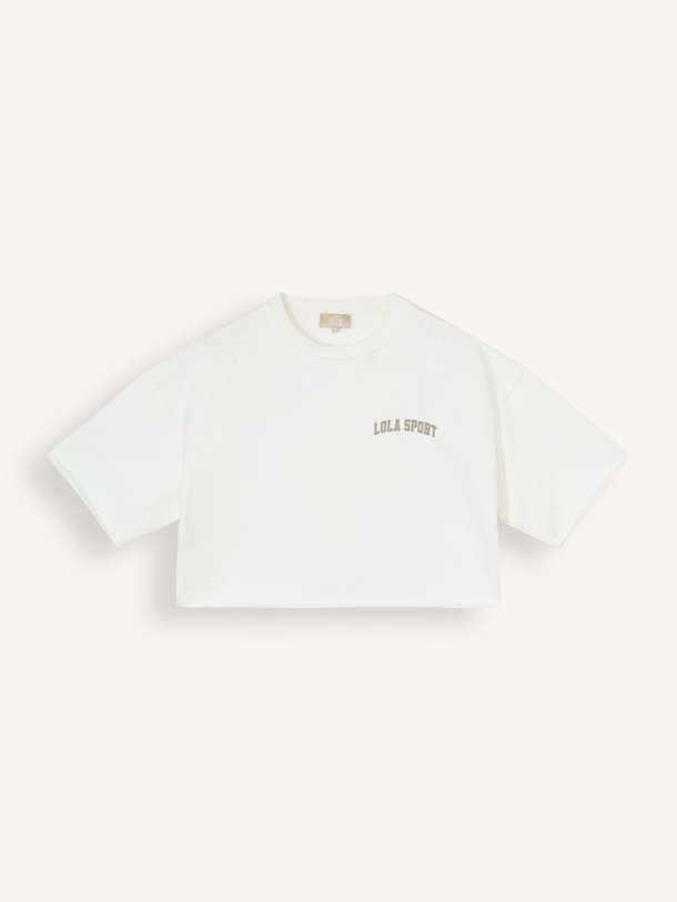 Ontdek de Amber katoenen sweat T-shirt van The Lola Club in de kleur wit bij Orangebag. Op werkdagen voor 21:45 besteld, morgen in huis.