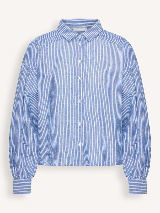 Ontdek de Sarah linnen/katoenmix gestreepte blouse van By-Bar in de kleur Blauw bij Orangebag. Op werkdagen voor 21:45 besteld, morgen in huis.
