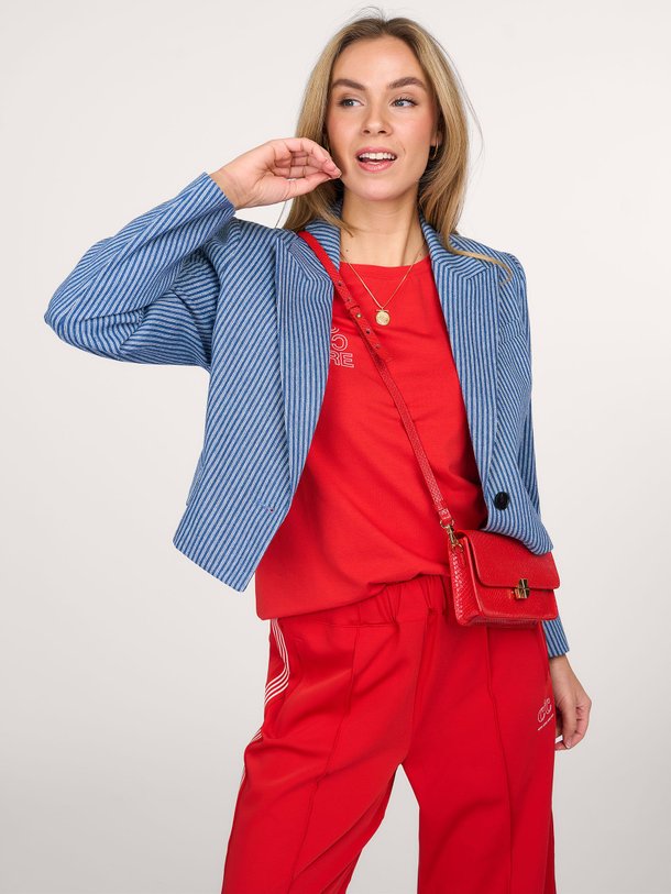Ontdek de Nelle katoenmix cropped blazer van Co'Couture in de kleur blauw bij Orangebag. Op werkdagen voor 21:45 besteld, morgen in huis.