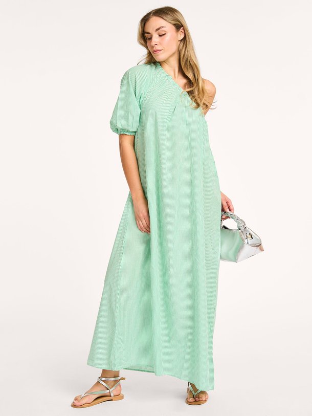 Ontdek de Stella katoenen gestreepte one shoulder jurk van By-Bar in de kleur groen bij Orangebag. Op werkdagen voor 21:45 besteld, morgen in huis.