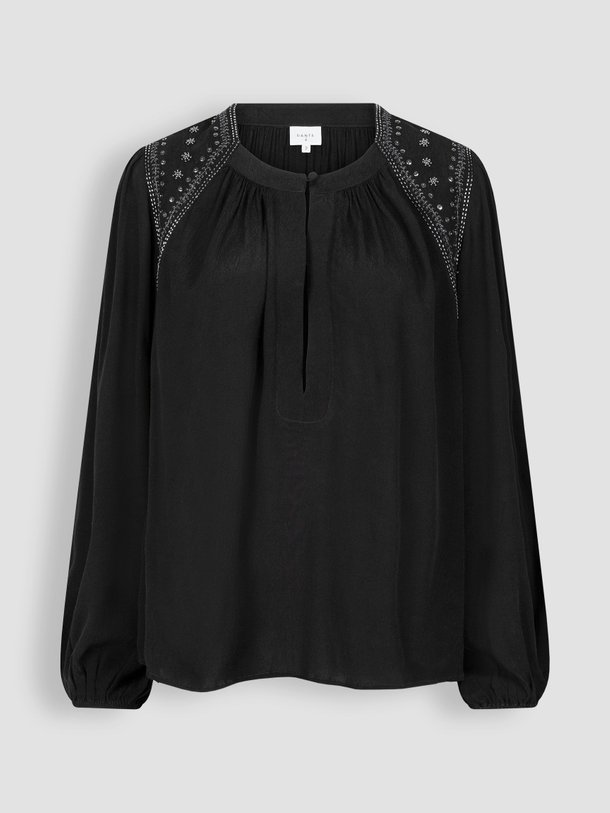 Ontdek de Zvi viscose top met applicaties van Dante 6 in de kleur zwart bij Orangebag. Op werkdagen voor 21:45 besteld, morgen in huis.