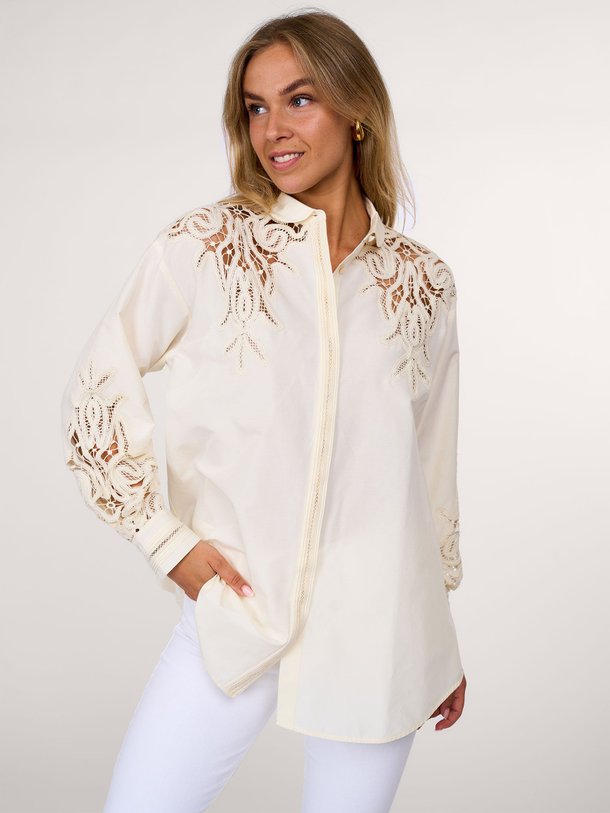 Ontdek de Harden katoen/zijdemix blouse met kant van Ulla Johnson in de kleur ecru bij Orangebag. Op werkdagen voor 21:45 besteld, morgen in huis.