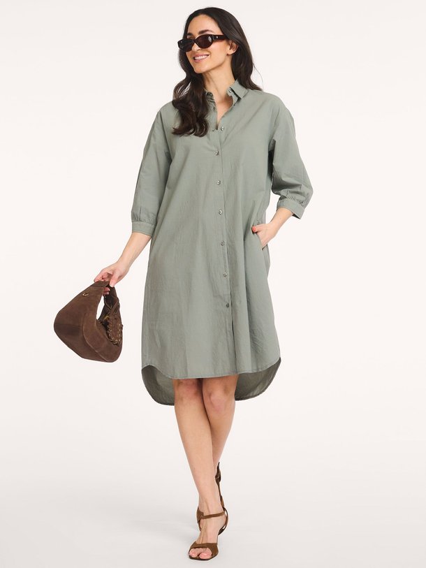 Ontdek de Katoenen doorknoopjurk van No Man's Land in de kleur Groen bij Orangebag. Op werkdagen voor 21:45 besteld, morgen in huis.