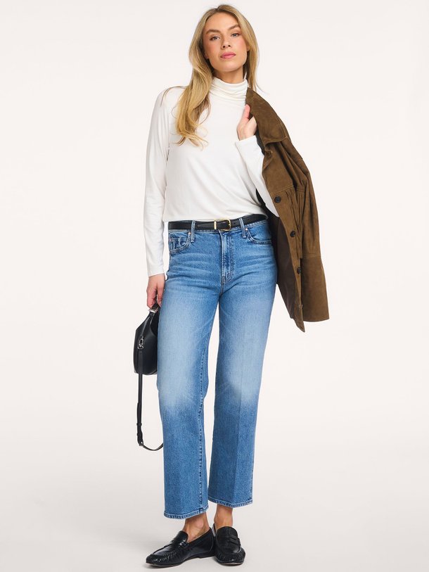 Ontdek de The Kick It high waist straight cropped jeans van Mother in de kleur Blauw bij Orangebag. Op werkdagen voor 21:45 besteld, morgen in huis.