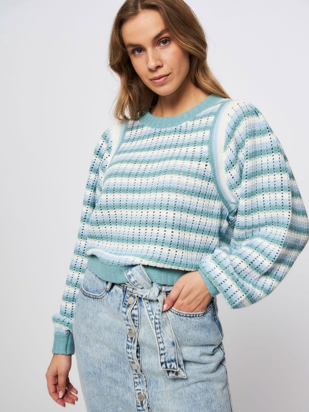 Ontdek de Izzy katoenmix trui met gestreept dessin van Freebird in de kleur aquablauw bij Orangebag. Op werkdagen voor 21:45 besteld, morgen in huis.