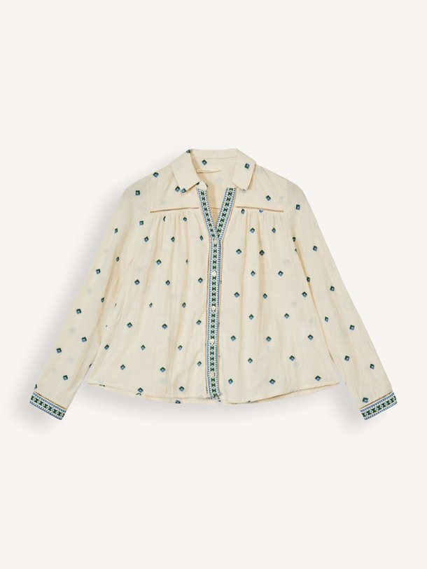 Ontdek de Ninafa katoenmix blouse met borduursel van Louizon in de kleur crème bij Orangebag. Op werkdagen voor 21:45 besteld, morgen in huis.