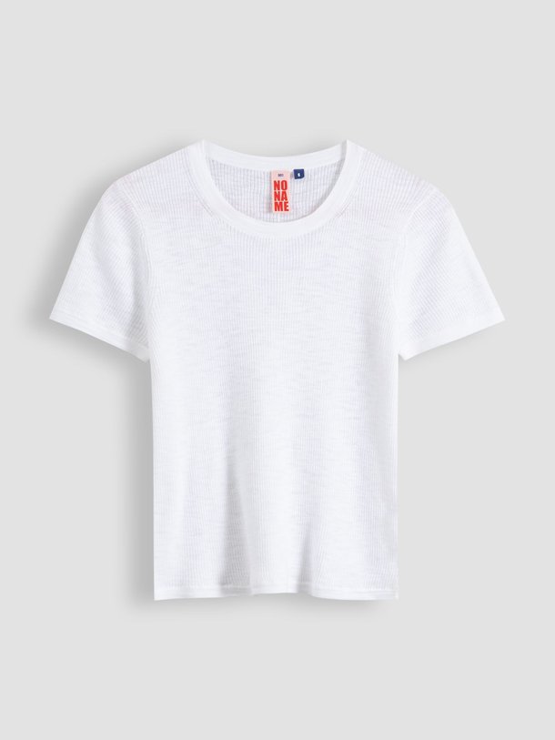 Ontdek de Camila katoenen ribgebreid t-shirt van NoName in de kleur wit bij Orangebag. Op werkdagen voor 21:45 besteld, morgen in huis.