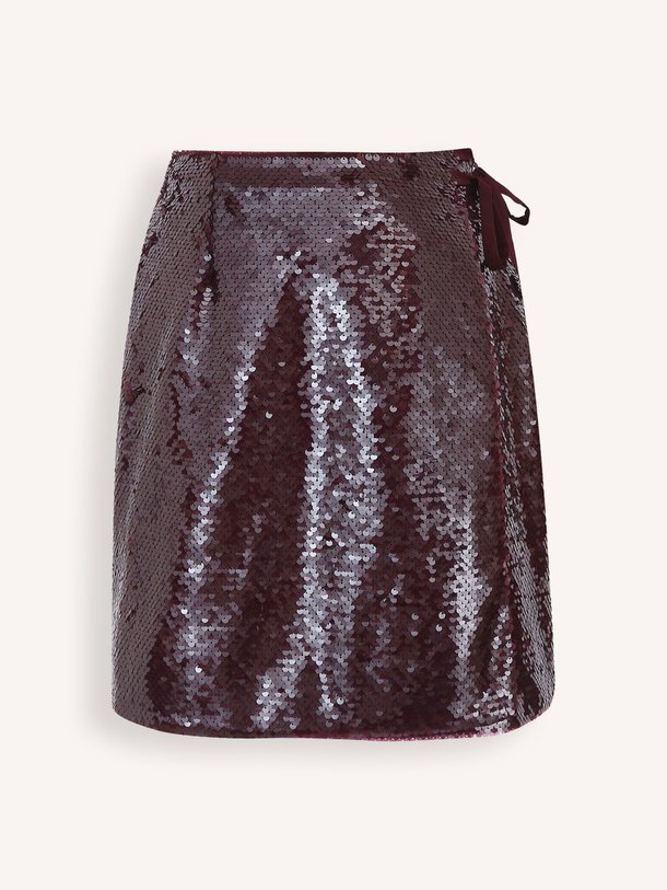 Ontdek de Romane geweven rok met pailletten van Frnch in de kleur bordeauxrood bij Orangebag. Op werkdagen voor 21:45 besteld, morgen in huis.