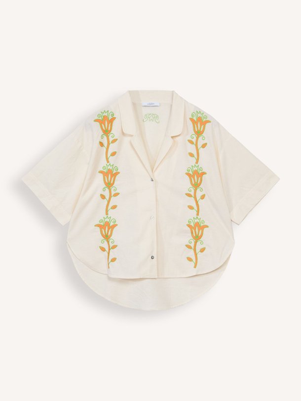 Ontdek de Romeo katoen/linnenmix blouse met borduursel van Roseanna in de kleur ecru bij Orangebag. Op werkdagen voor 21:45 besteld, morgen in huis.