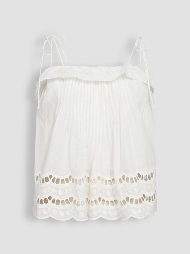 Ontdek de Nanna katoenen top met opengewerkt patroon van Co'Couture in de kleur wit bij Orangebag. Op werkdagen voor 21:45 besteld, morgen in huis.