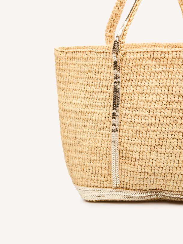 Ontdek de Cabas S gevlochten shopper met pailletten van Vanessa Bruno in de kleur Zand bij Orangebag. Op werkdagen voor 21:45 besteld, morgen in huis.