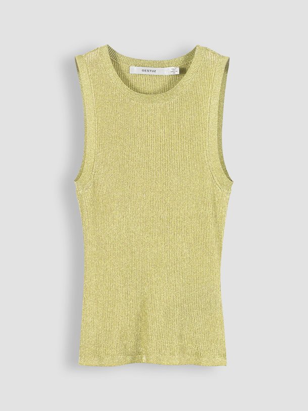 Ontdek de Silvi viscosemix top met lurex van Gestuz in de kleur goudkleur bij Orangebag. Op werkdagen voor 21:45 besteld, morgen in huis.