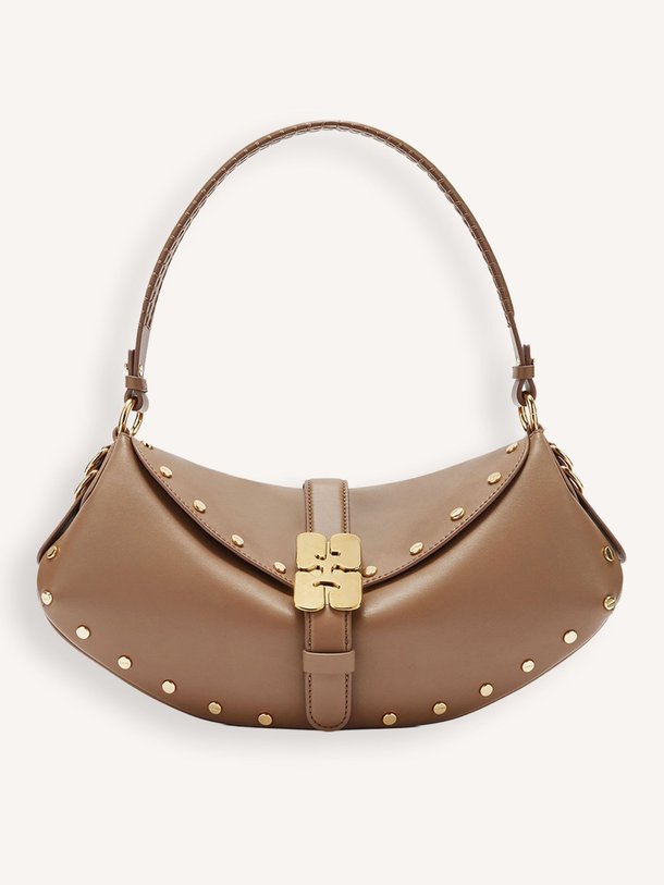 Ontdek de Kat lederen schoudertas van Ganni in de kleur Lichtbruin bij Orangebag. Op werkdagen voor 21:45 besteld, morgen in huis.