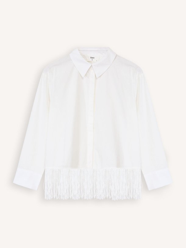 Ontdek de Fringe katoenen blouse met franjes van Iben in de kleur wit bij Orangebag. Op werkdagen voor 21:45 besteld, morgen in huis.