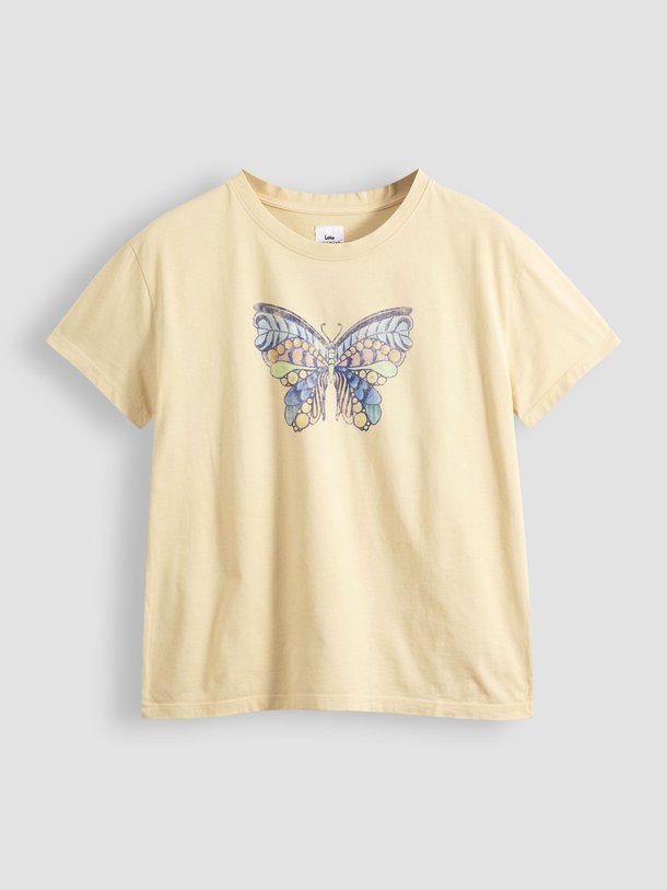 Ontdek de Reis katoenen T-shirt met print van Lois in de kleur lichtgeel bij Orangebag. Op werkdagen voor 21:45 besteld, morgen in huis.