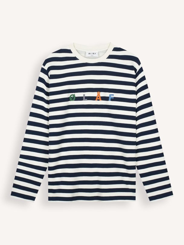 Ontdek de LS Tee katoenmix longsleeve met logo van OLAF in de kleur donkerblauw bij Orangebag. Op werkdagen voor 21:45 besteld, morgen in huis.