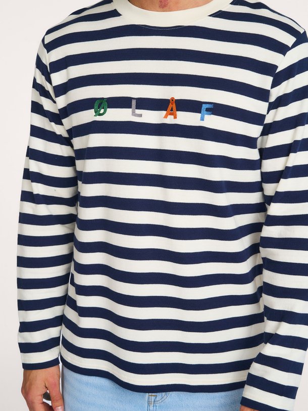 Ontdek de LS Tee katoenmix longsleeve met logo van OLAF in de kleur donkerblauw bij Orangebag. Op werkdagen voor 21:45 besteld, morgen in huis.