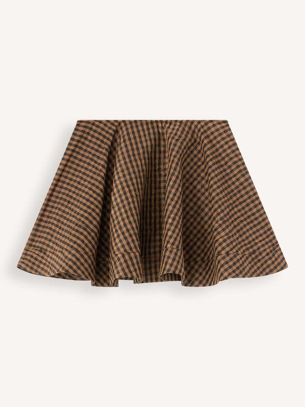 Ontdek de Geweven geruite rok van Ganni in de kleur Bruin bij Orangebag. Op werkdagen voor 21:45 besteld, morgen in huis.