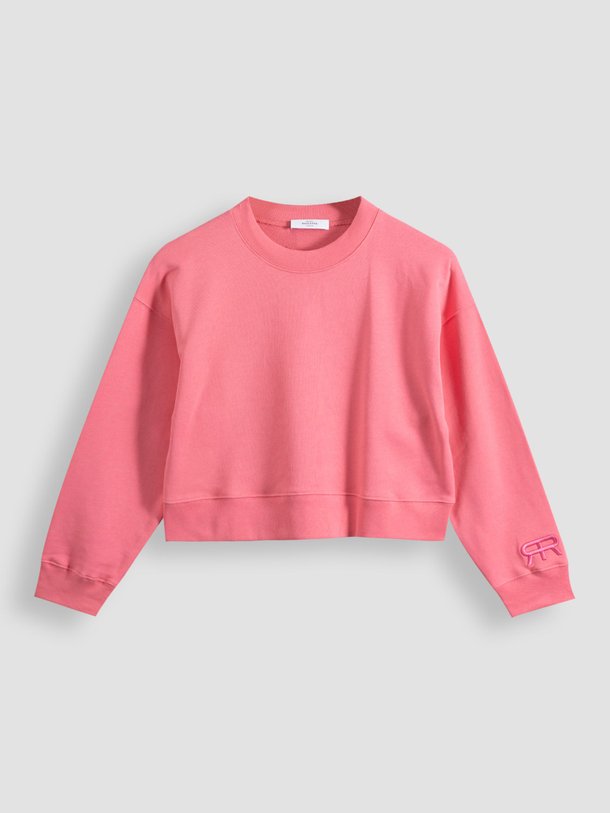 Ontdek de Lini organic cotton cropped sweater van Roseanna in de kleur roze bij Orangebag. Op werkdagen voor 21:45 besteld, morgen in huis.