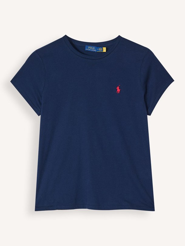 Ralph Lauren Katoenen Logo T-Shirt - Donkerblauw Ontdek de Katoenen logo T-shirt van Ralph Lauren in de kleur donkerblauw bij Orangebag. Op werkdagen voor 21:45 besteld, morgen in huis.