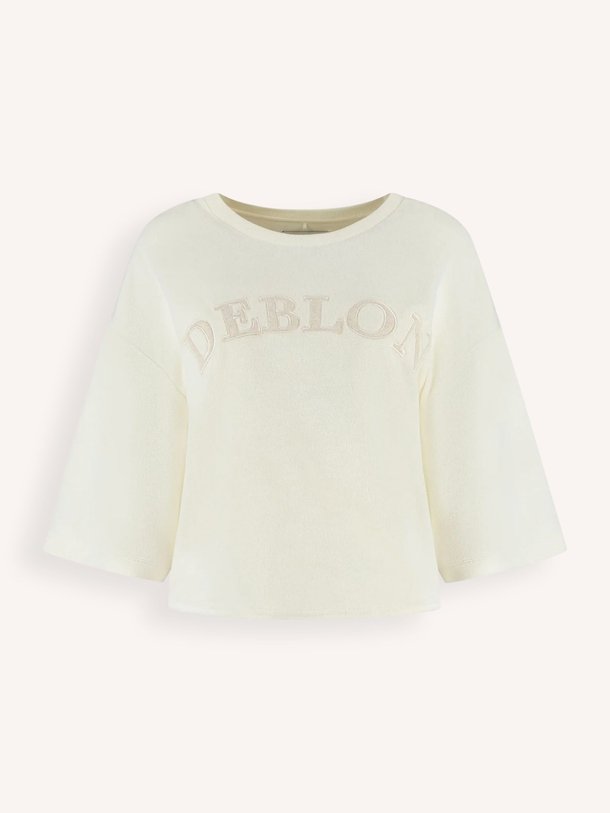 Ontdek de Vine katoenmix badstof logo sweater van Deblon in de kleur Crème bij Orangebag. Op werkdagen voor 21:45 besteld, morgen in huis.