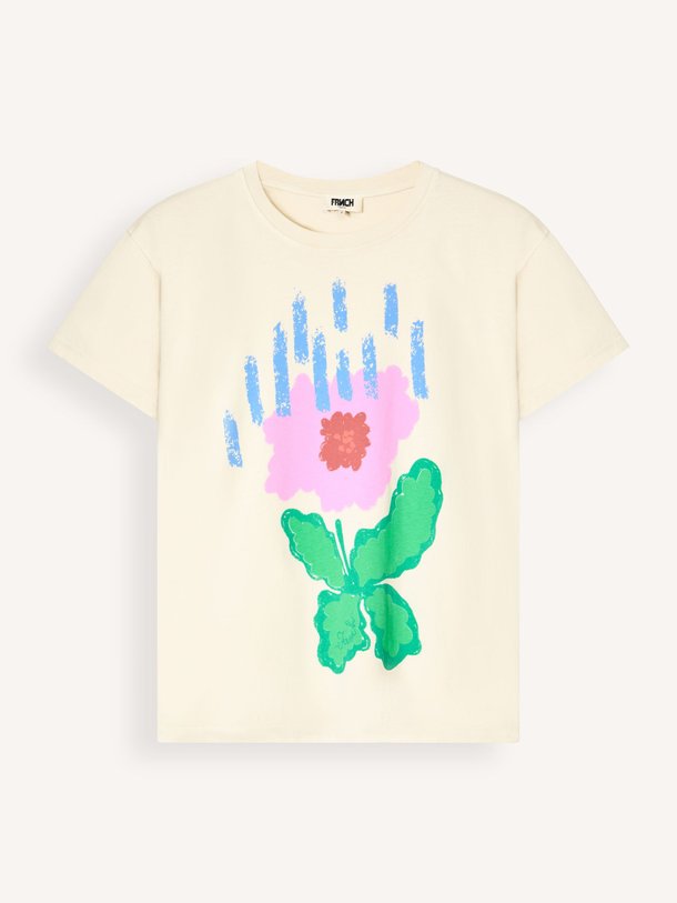 Ontdek de Pistia organic cotton T-shirt met print van Frnch in de kleur Crème bij Orangebag. Op werkdagen voor 21:45 besteld, morgen in huis.