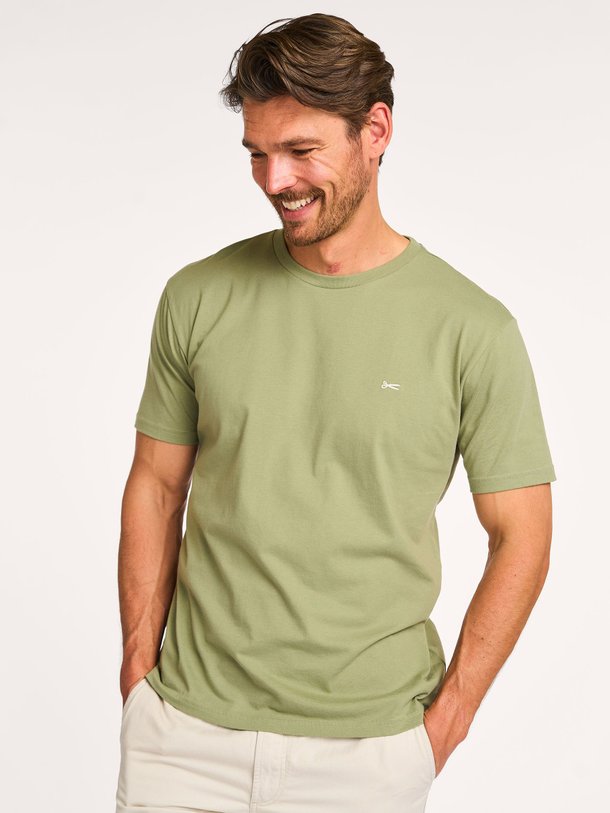 Ontdek de Scissor katoenen T-shirt van Denham in de kleur groen bij Orangebag. Op werkdagen voor 21:45 besteld, morgen in huis.