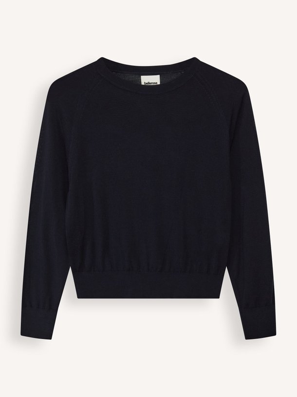 Ontdek de Delen wollen trui van Bellerose in de kleur donkerblauw bij Orangebag. Op werkdagen voor 21:45 besteld, morgen in huis.