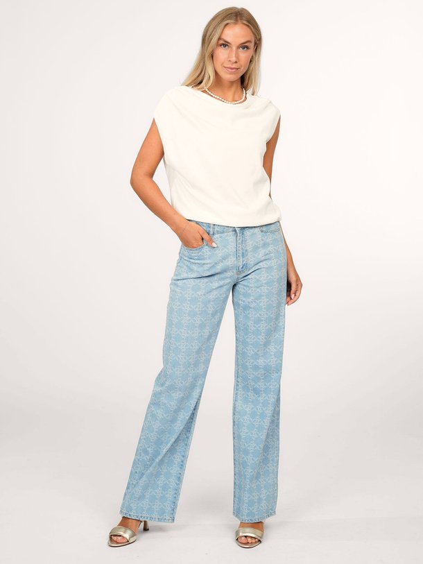 Ontdek de Nuit high waist loose fit jeans met print van Dante 6 in de kleur blauw bij Orangebag. Op werkdagen voor 21:45 besteld, morgen in huis.