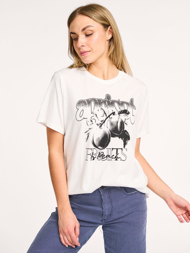 Ontdek de Zena katoenen T-shirt met print van Sofie Schnoor in de kleur wit bij Orangebag. Op werkdagen voor 21:45 besteld, morgen in huis.