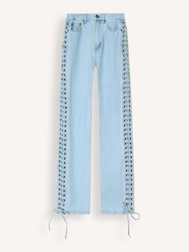Ontdek de High waist straight fit non-stretch jeans van Rotate Birger Christensen in de kleur lichtblauw bij Orangebag. Op werkdagen voor 21:45 besteld, morgen in huis.