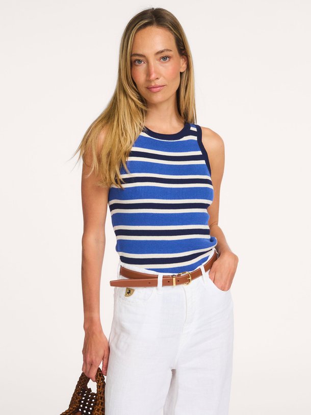 Ontdek de Ceruleen merino wolmix tanktop van Frnch in de kleur Blauw bij Orangebag. Op werkdagen voor 21:45 besteld, morgen in huis.