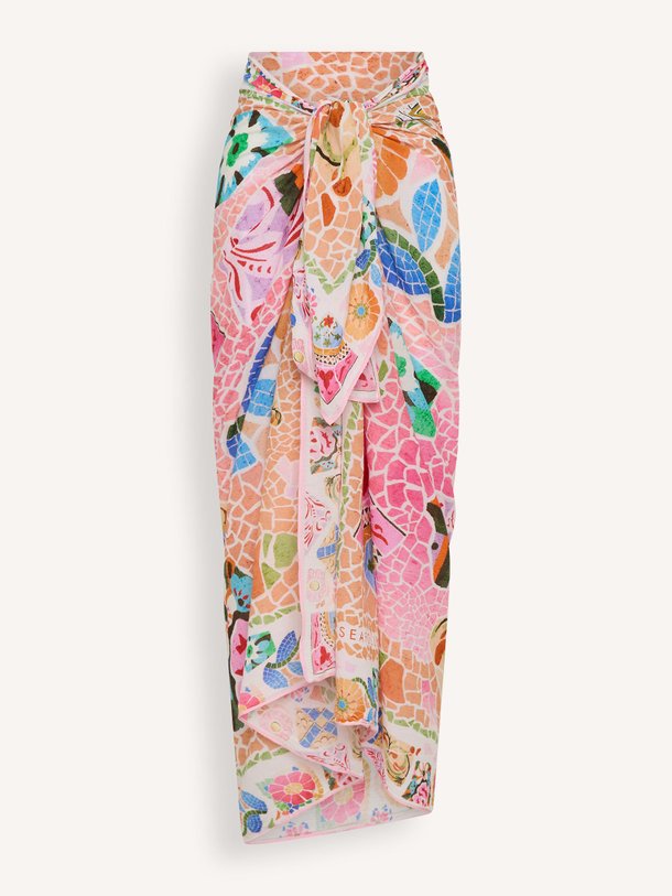 Ontdek de Beach Boheme katoenen sarong van Seafolly in de kleur Roze bij Orangebag. Op werkdagen voor 21:45 besteld, morgen in huis.