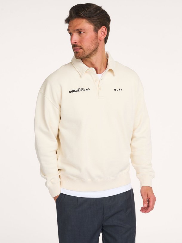 Ontdek de Organic cotton oversized polo trui van OLAF in de kleur Off-white bij Orangebag. Op werkdagen voor 21:45 besteld, morgen in huis.