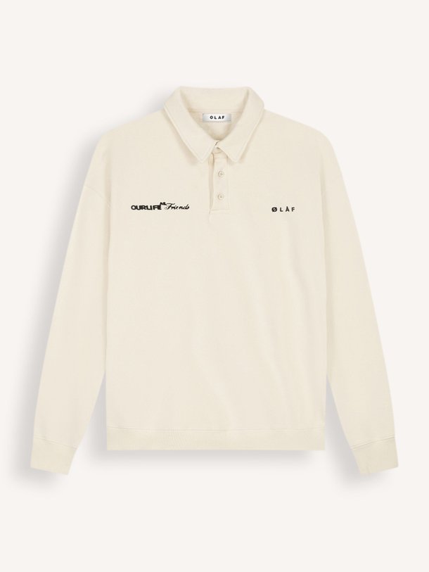Ontdek de Organic cotton oversized polo trui van OLAF in de kleur Off-white bij Orangebag. Op werkdagen voor 21:45 besteld, morgen in huis.