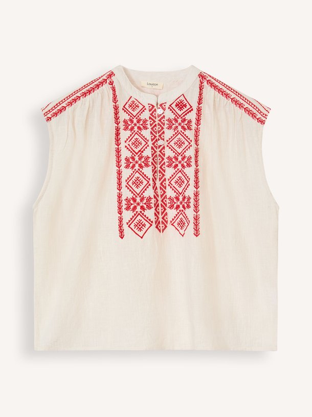 Ontdek de Mikaman katoenen top van Louizon in de kleur crème bij Orangebag. Op werkdagen voor 21:45 besteld, morgen in huis.