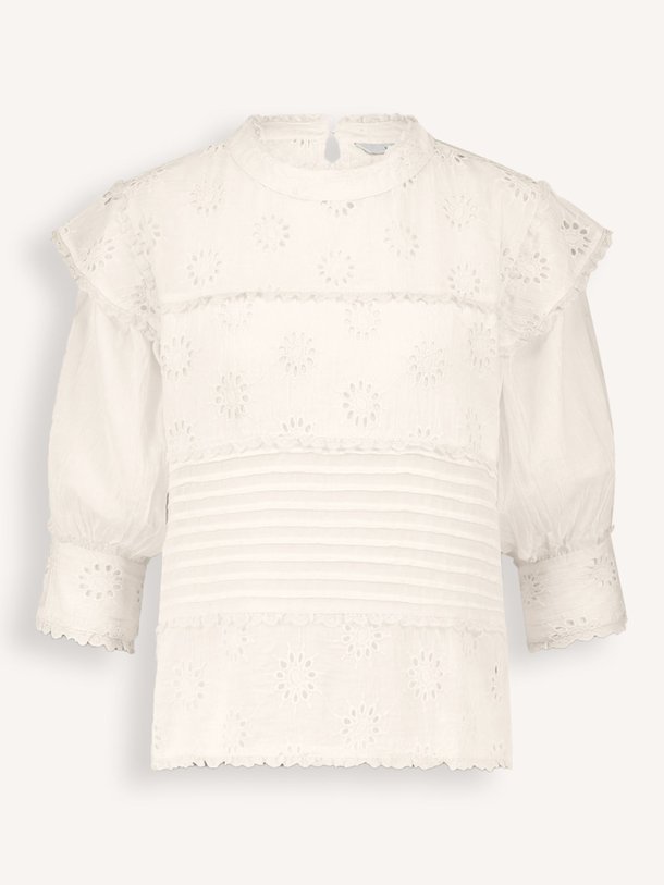 Ontdek de Katoenen blouse met opengewerkt patroon van Summum in de kleur off-white bij Orangebag. Op werkdagen voor 21:45 besteld, morgen in huis.