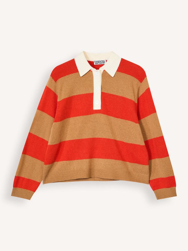 Ontdek de Jarn wolmix gestreepte polo trui van Essentiel Antwerp in de kleur Oranje bij Orangebag. Op werkdagen voor 21:45 besteld, morgen in huis.
