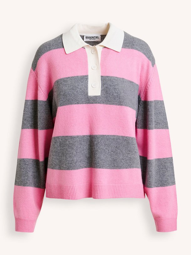 Ontdek de Jarn wolmix gestreepte polo trui van Essentiel Antwerp in de kleur Roze bij Orangebag. Op werkdagen voor 21:45 besteld, morgen in huis.
