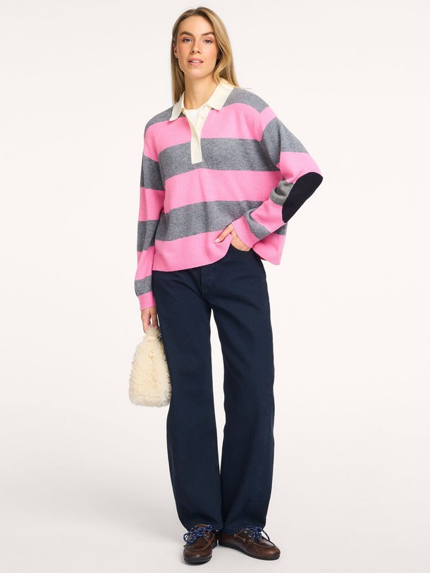 Ontdek de Jarn wolmix gestreepte polo trui van Essentiel Antwerp in de kleur Roze bij Orangebag. Op werkdagen voor 21:45 besteld, morgen in huis.