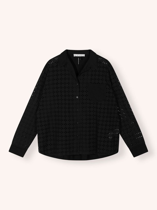 Ontdek de Katoenen opengewerkte broderie blouse van 10Days in de kleur zwart bij Orangebag. Op werkdagen voor 21:45 besteld, morgen in huis.
