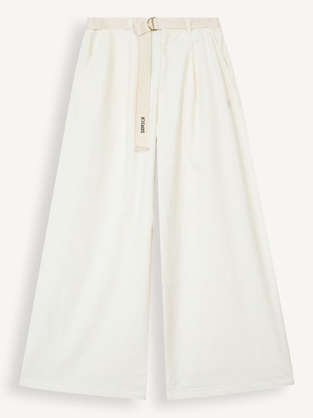 Ontdek de Katoenmix wide leg broek van 10Days in de kleur Off-white bij Orangebag. Op werkdagen voor 21:45 besteld, morgen in huis.
