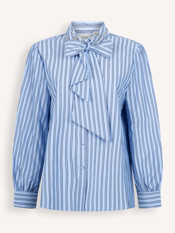 Ontdek de Fenne katoenmix gestreepte blouse van Aaiko in de kleur lichtblauw bij Orangebag. Op werkdagen voor 21:45 besteld, morgen in huis.