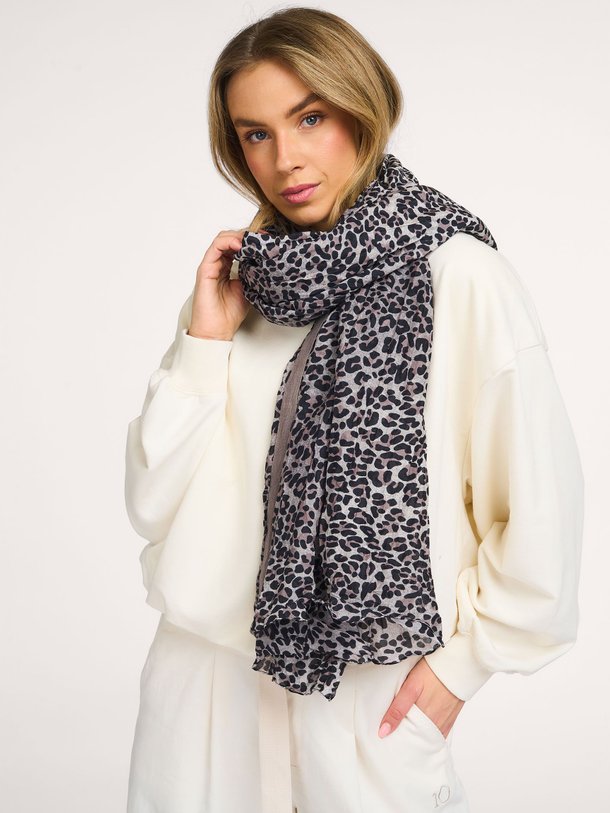 Ontdek de Katoen/zijdemix leopard sjaal van 10Days in de kleur Zwart bij Orangebag. Op werkdagen voor 21:45 besteld, morgen in huis.