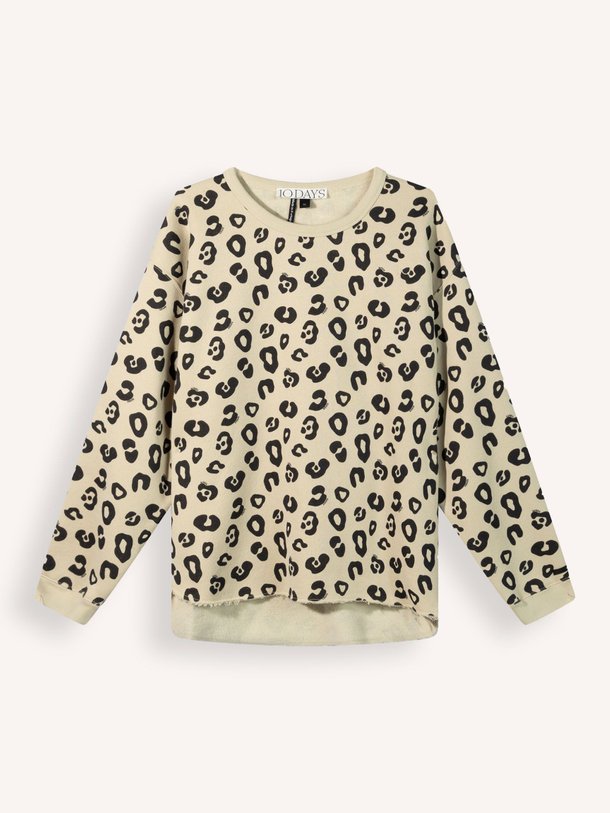 10Days Katoenmix Sweater Met Print - Beige Ontdek de Katoenmix sweater met print van 10Days in de kleur beige bij Orangebag. Op werkdagen voor 21:45 besteld, morgen in huis.