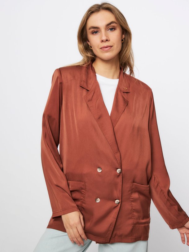 Ontdek de Geweven double breasted blazer van 10Days in de kleur bruin bij Orangebag. Op werkdagen voor 21:45 besteld, morgen in huis.