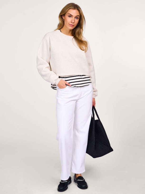 Ontdek de Katoenmix gemêleerde cropped logo sweater van 10Days in de kleur ecru bij Orangebag. Op werkdagen voor 21:45 besteld, morgen in huis.