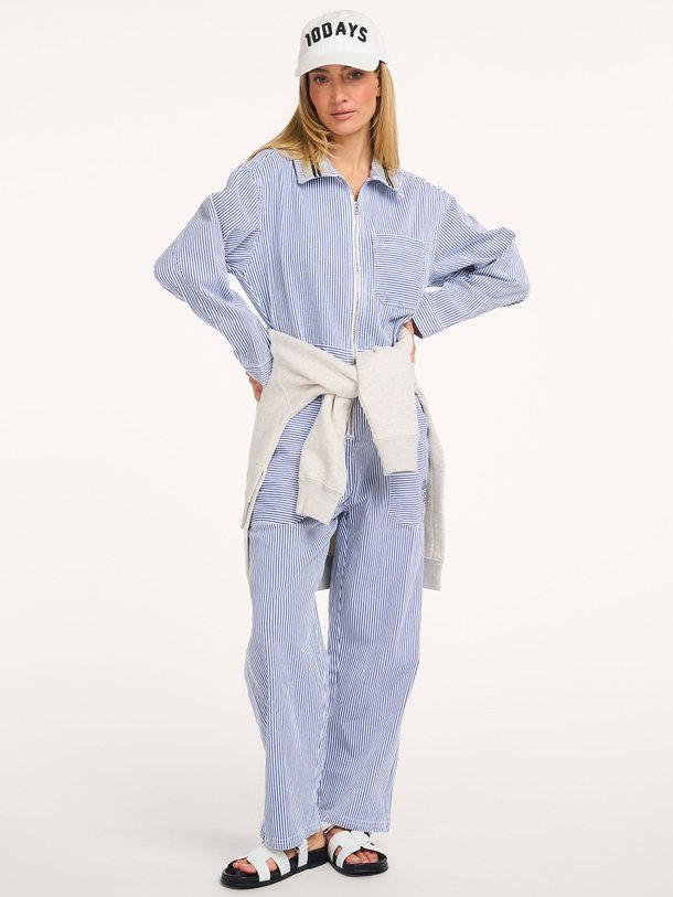 Ontdek de Boiler organic cotton mix gestreepte jumpsuit van 10Days in de kleur Wit bij Orangebag. Op werkdagen voor 21:45 besteld, morgen in huis.