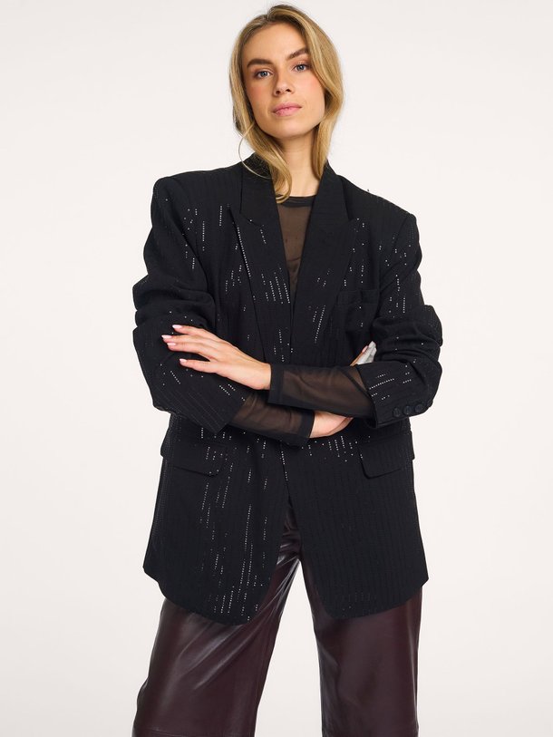 Ontdek de Kendal viscosemix blazer met pailletten van Aaiko in de kleur zwart bij Orangebag. Op werkdagen voor 21:45 besteld, morgen in huis.