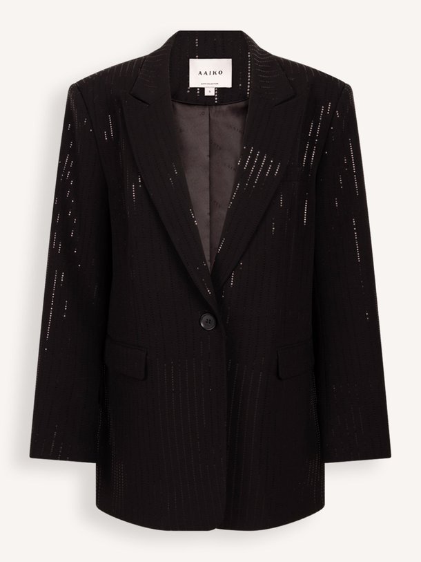 Ontdek de Kendal viscosemix blazer met pailletten van Aaiko in de kleur zwart bij Orangebag. Op werkdagen voor 21:45 besteld, morgen in huis.